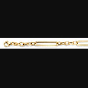14KT Gold Hollow Paper Clip and Oval Link Bracelet